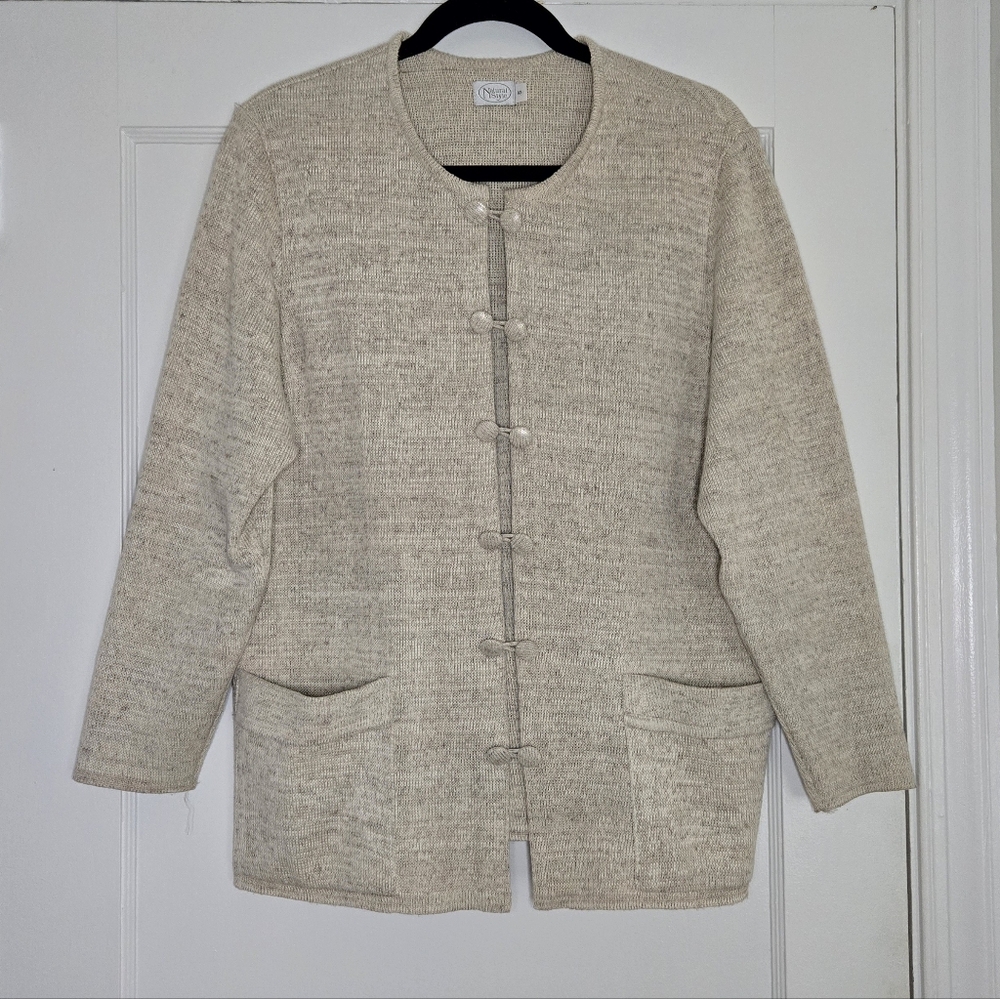 Natural Style Cream/Tan Button-Up Cardigan Sweater - Women's Small